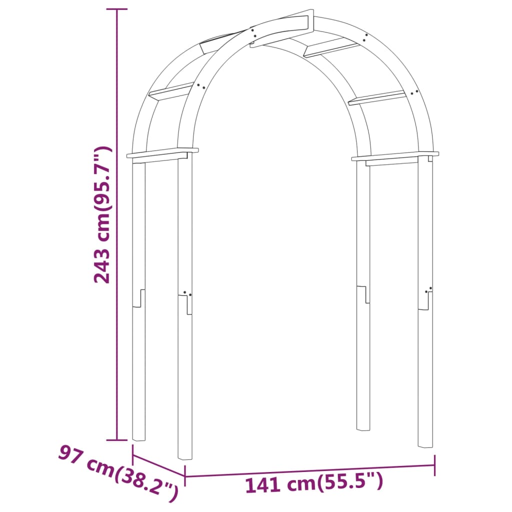 vidaXL Arco de madera de pino macizo impregnado 141x97x243 cm