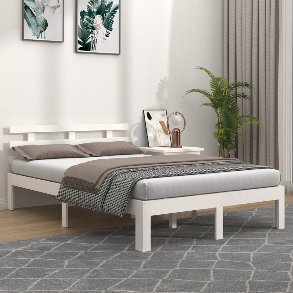 vidaXL Estructura de cama madera maciza blanca 140x200 cm