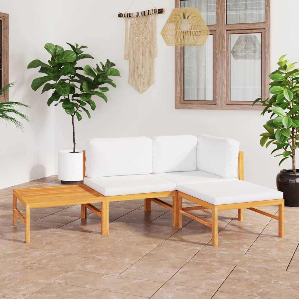 vidaXL Set de muebles de jardín 4 pzas madera de teca y cojines crema