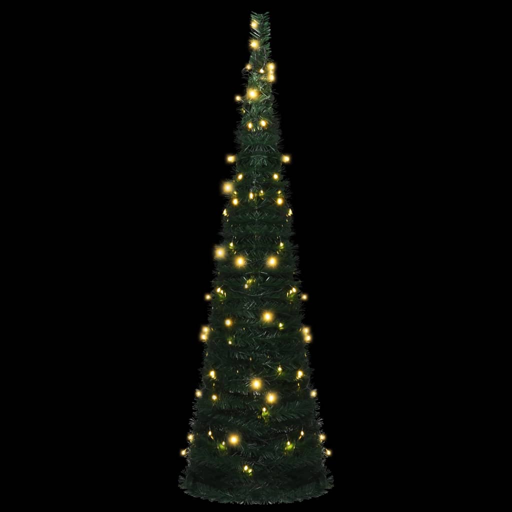 vidaXL Árbol de Navidad emergente preiluminado con luces verde 150 cm