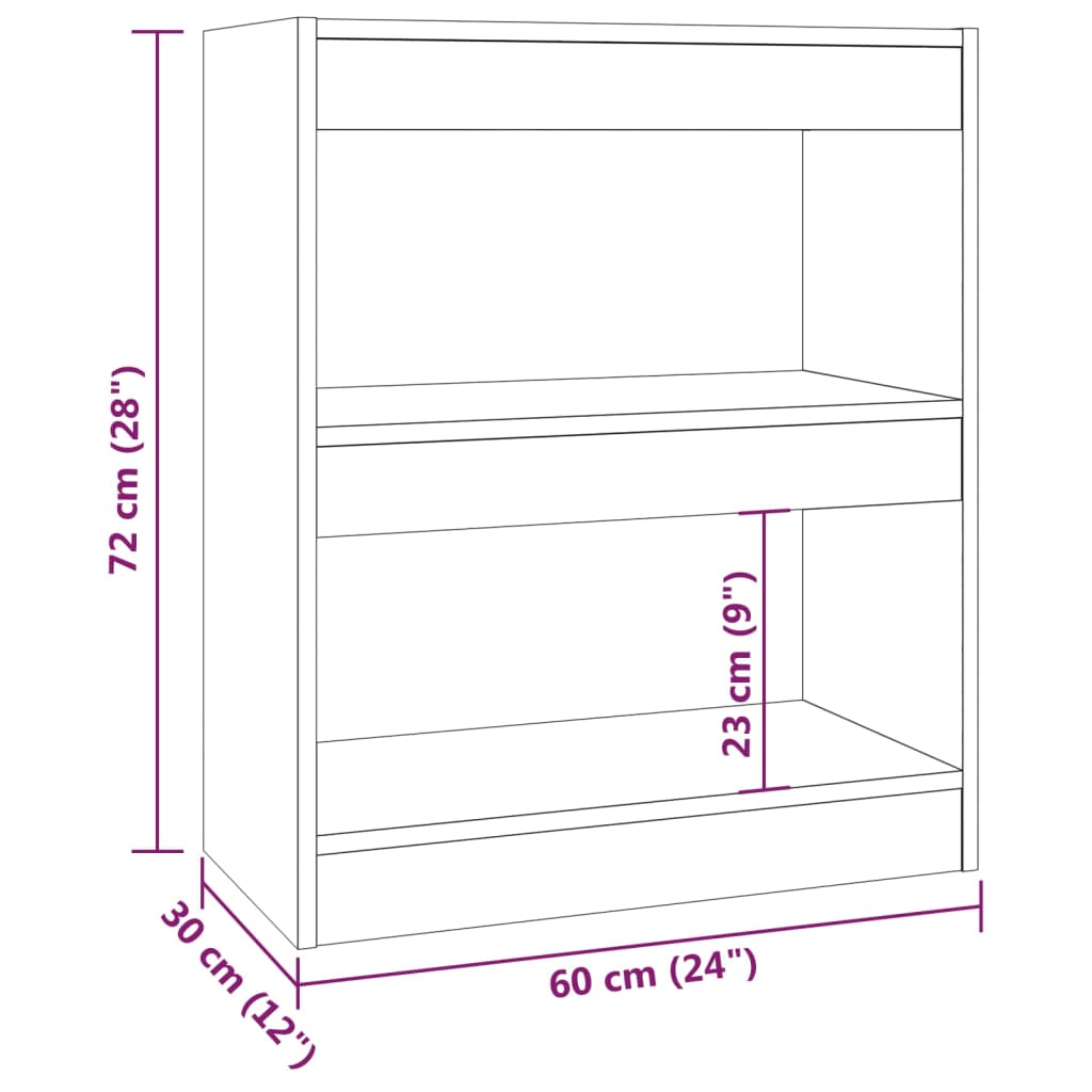 vidaXL Estantería/divisor de espacios gris hormigón 60x30x72 cm