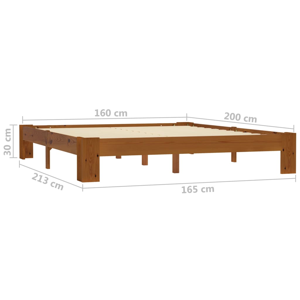 vidaXL Estructura de cama madera maciza pino marrón claro 160x200 cm