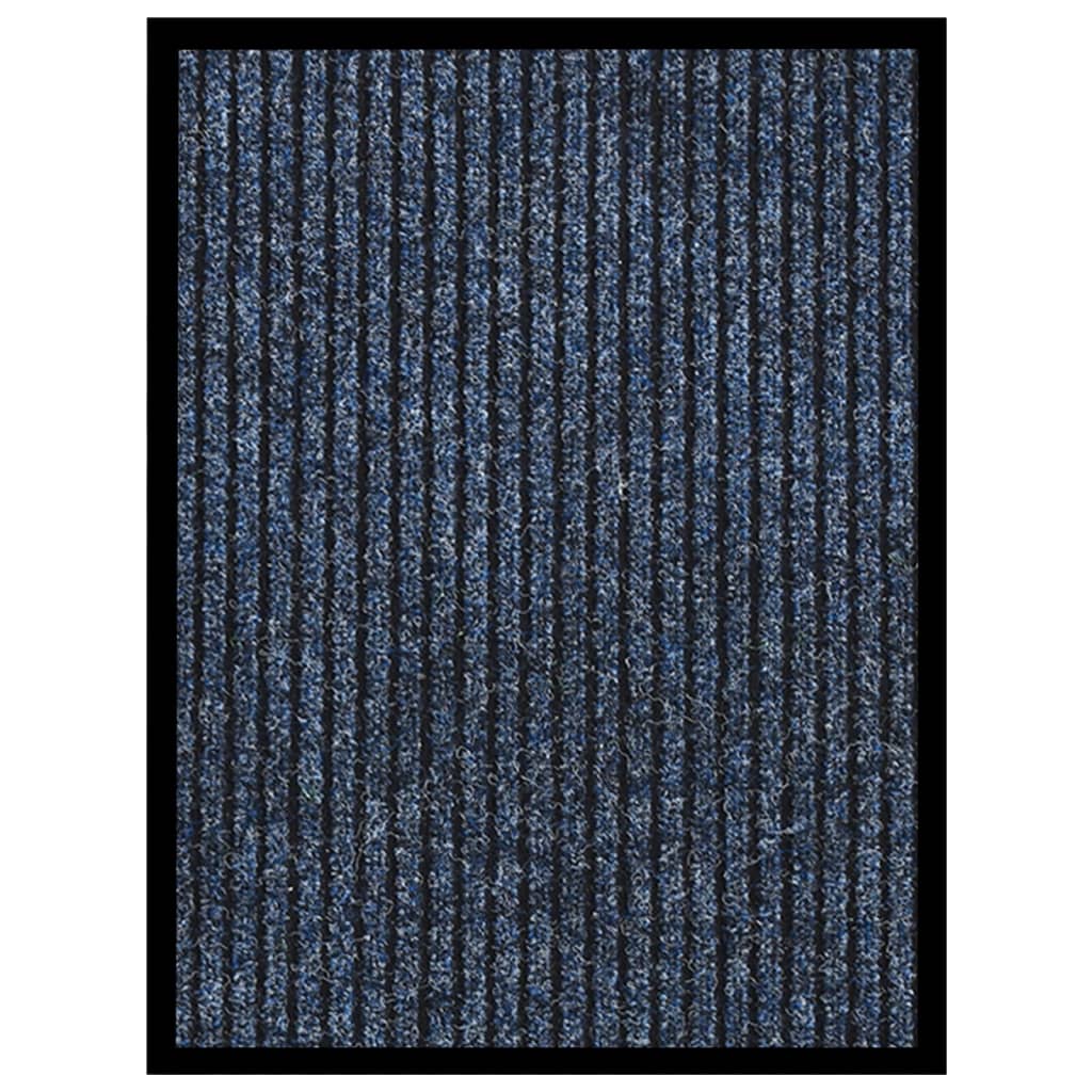 vidaXL Felpudo de rayas azul 40x60 cm