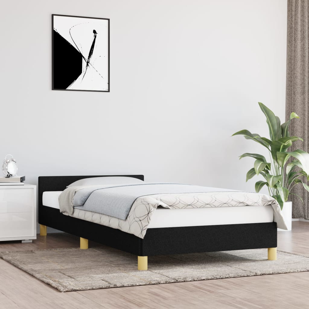 vidaXL Estructura de cama con cabecero de tela negro 90x200 cm