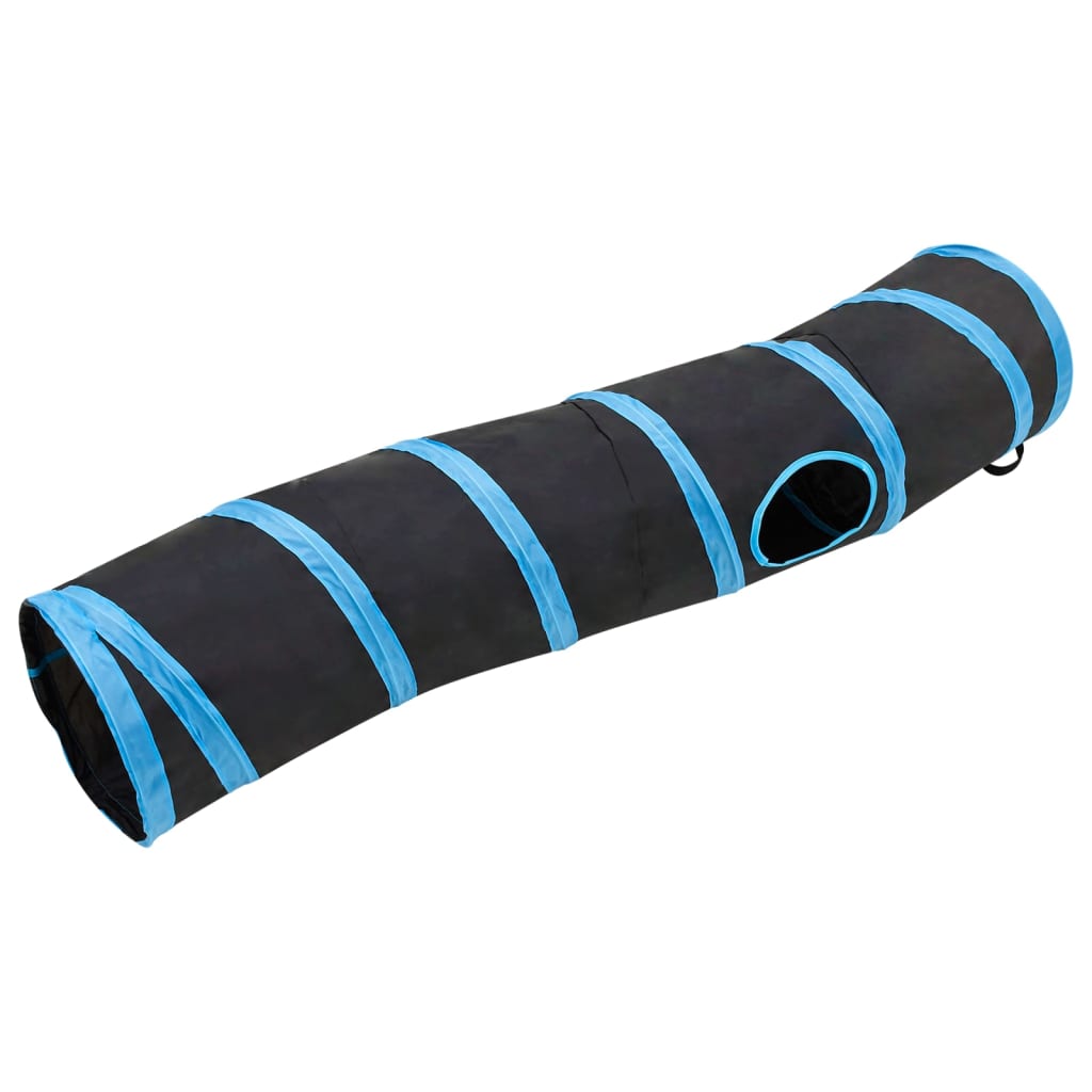 vidaXL Túnel para gatos con forma de S poliéster negro y azul 122 cm