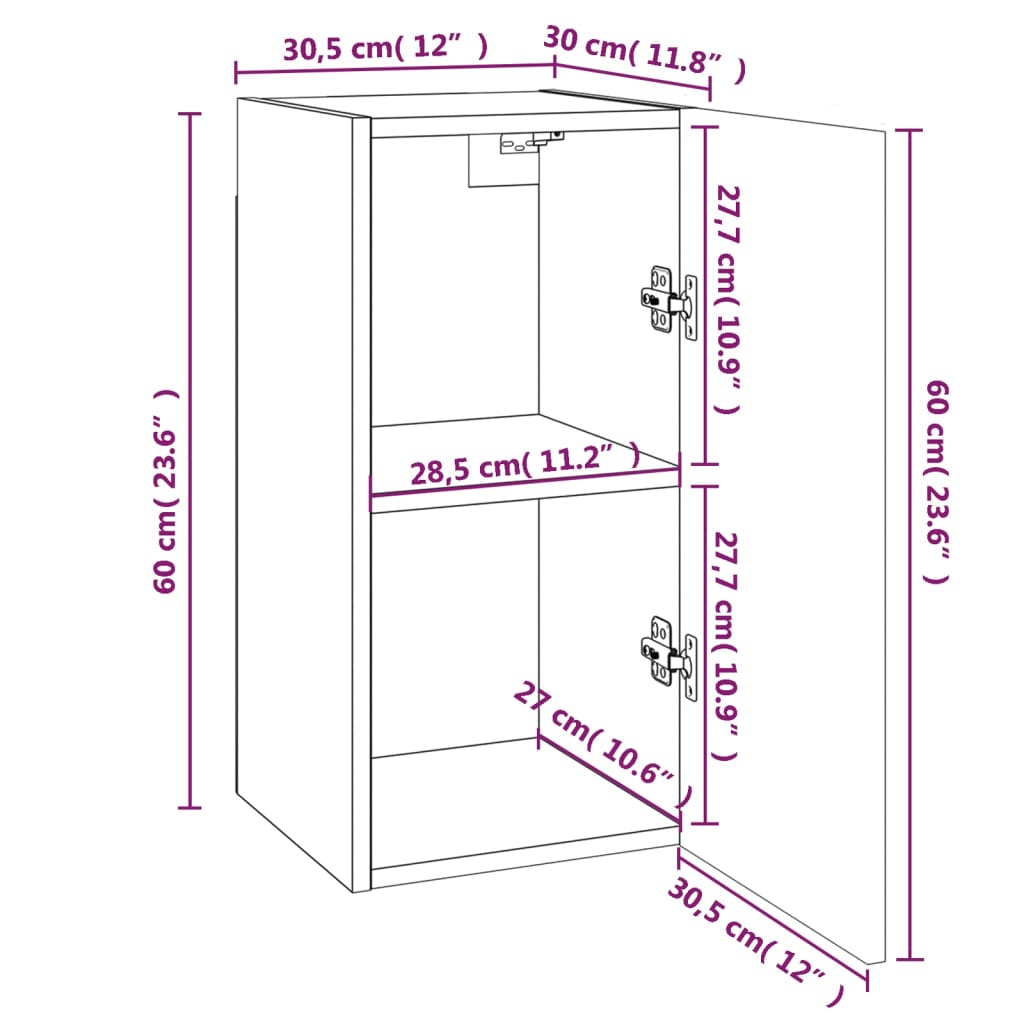 vidaXL Mueble para TV madera de ingeniería roble marrón 30,5x30x60 cm