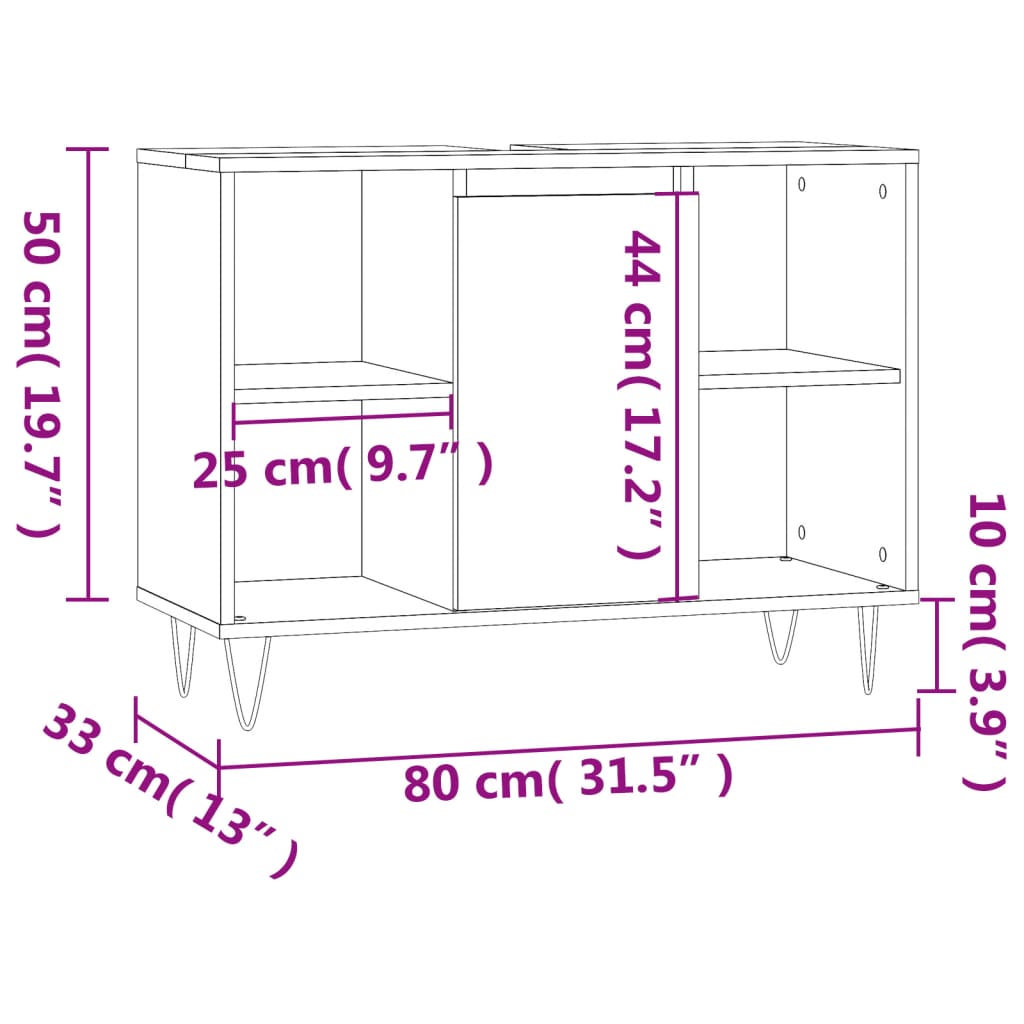 vidaXL Mueble de baño madera de ingeniería gris Sonoma 80x33x60 cm