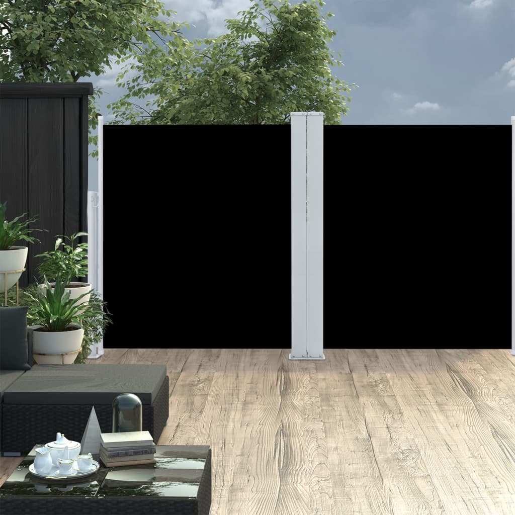 vidaXL Toldo lateral doble y retráctil de jardín negro 170x600 cm