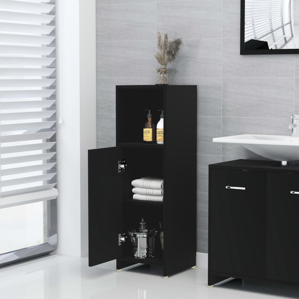 vidaXL Juego muebles de baño 3 pzas madera de ingeniería negro