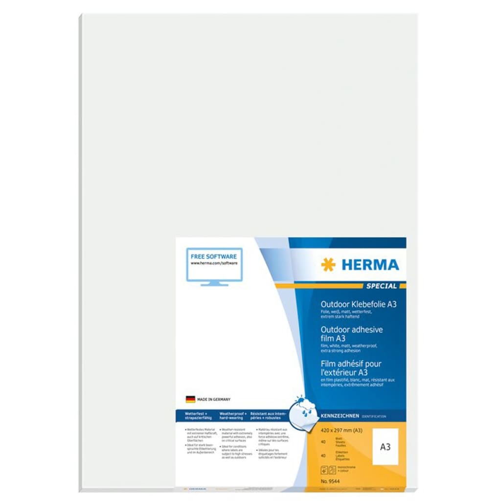 HERMA Etiquetas fílmicas para exteriores 40 hojas A3 blanco 297x420 mm
