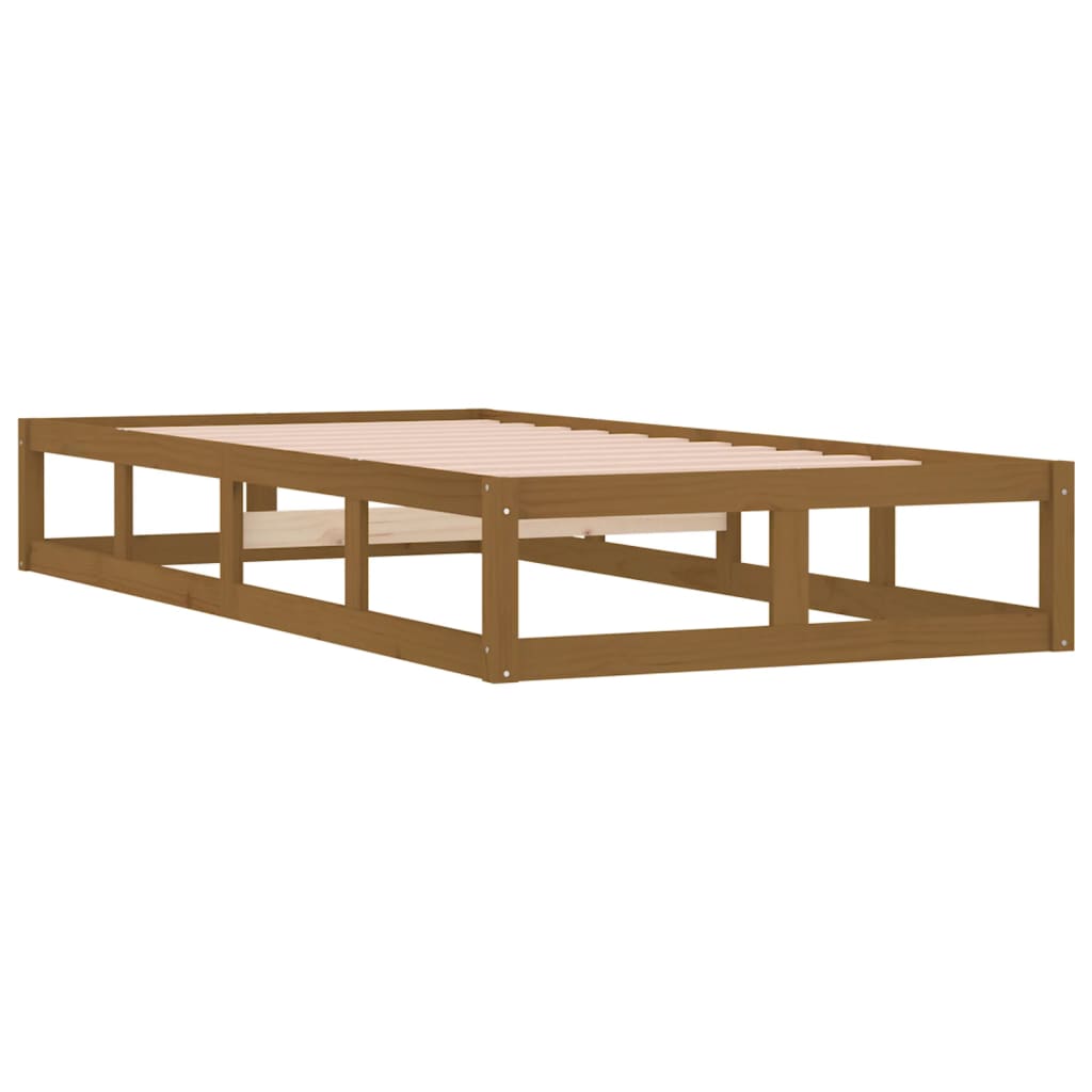 vidaXL Estructura de cama de madera maciza marrón miel 90x200 cm