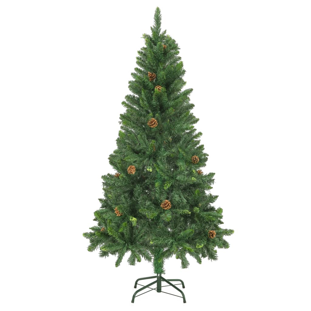 vidaXL Árbol de Navidad preiluminado con luces, bolas y piñas 150 cm