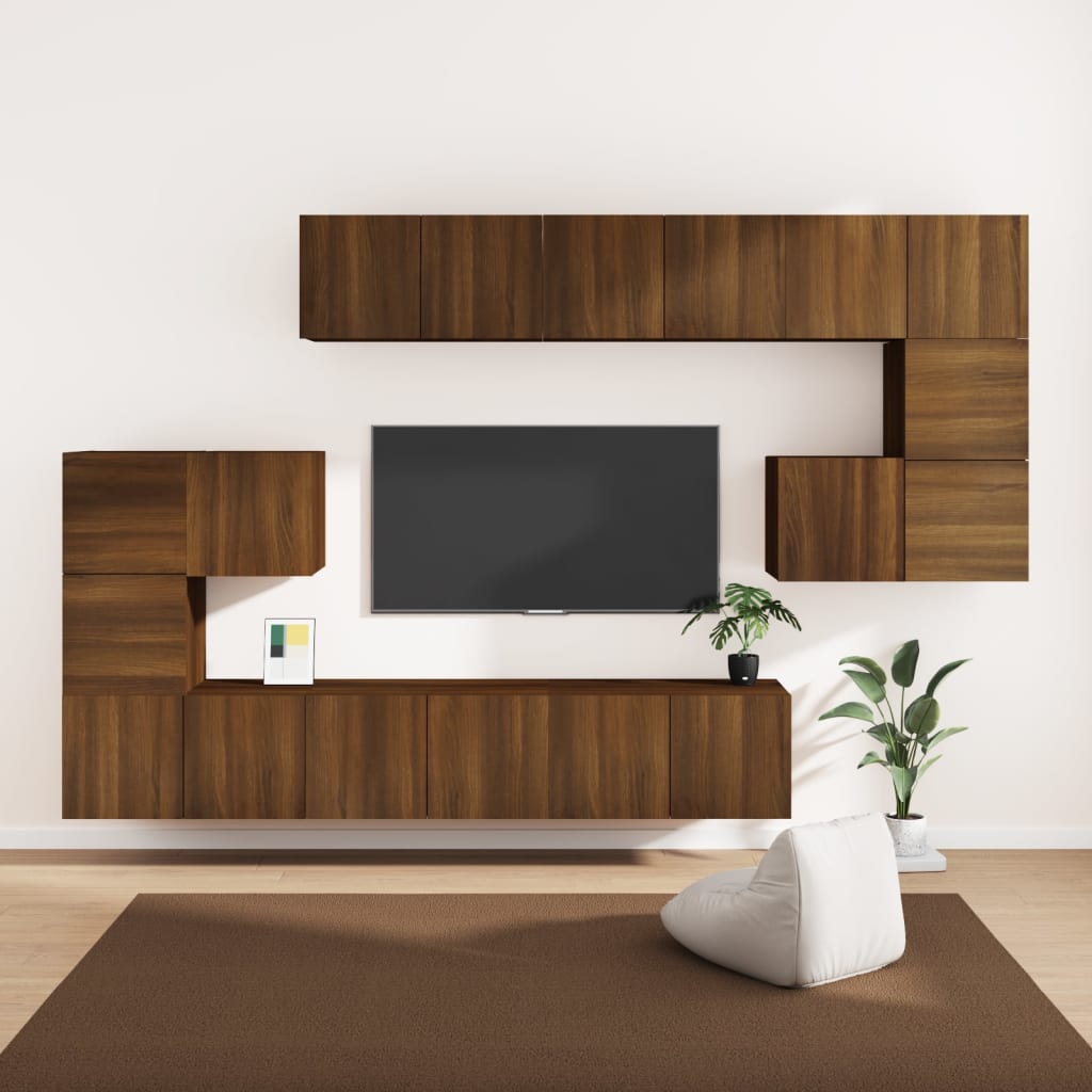 vidaXL Set de muebles de TV 10 pzas madera contrachapada marrón roble