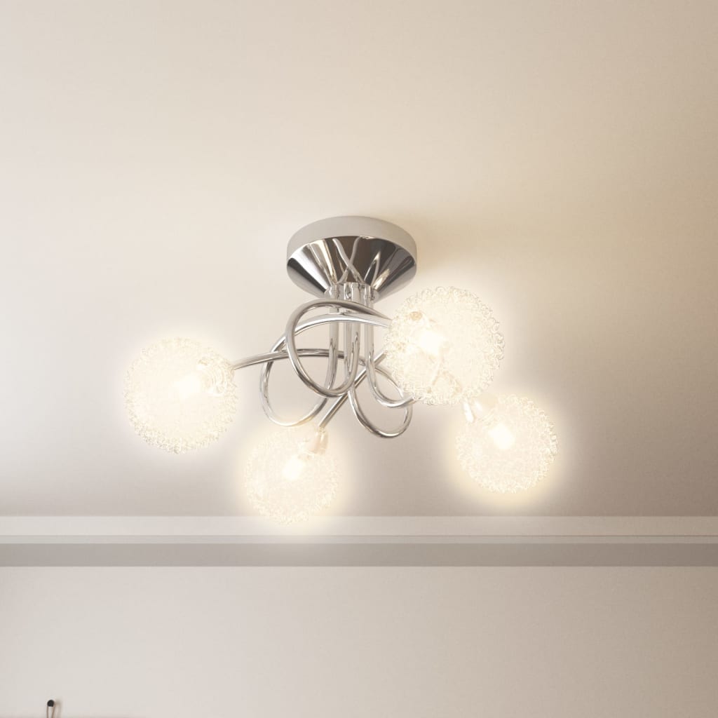 vidaXL Lámpara de techo con pantallas de alambre 4 bombillas LED G9