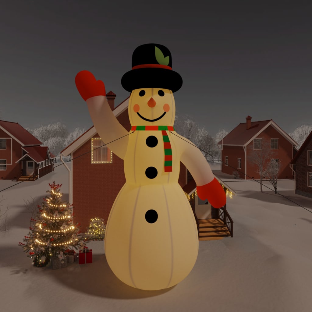 vidaXL Muñeco de nieve inflable de Navidad con LED 1000 cm
