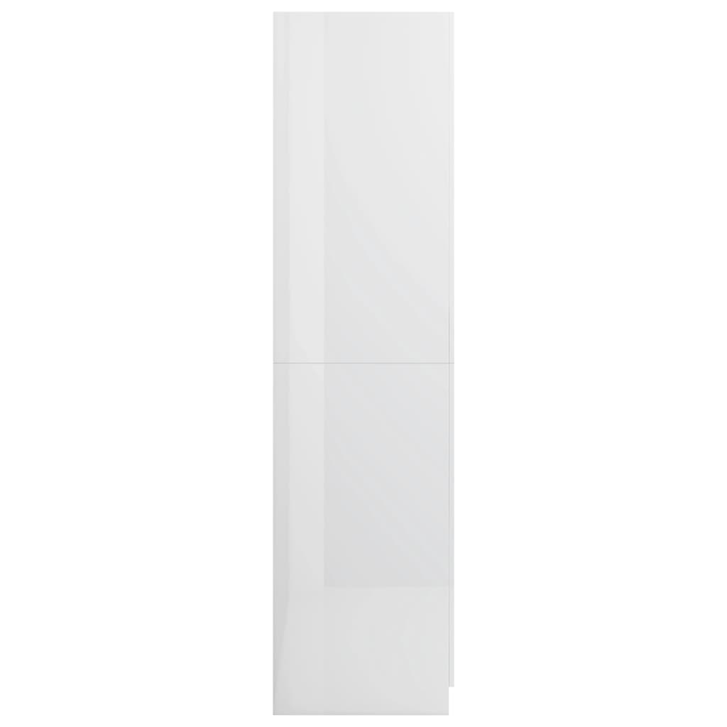 vidaXL Armario de madera contrachapada blanco brillo 80x52x180 cm