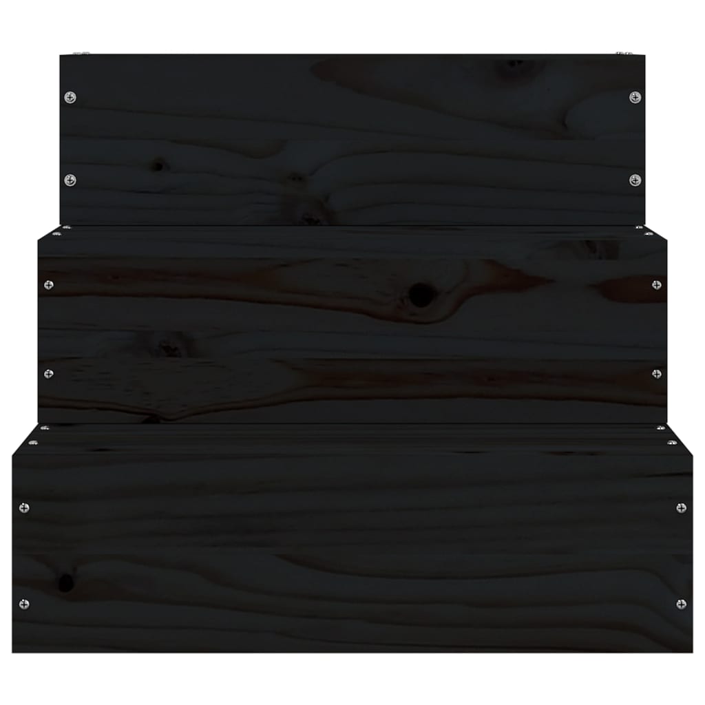 vidaXL Escalera para mascotas madera maciza pino negro 40x37,5x35 cm