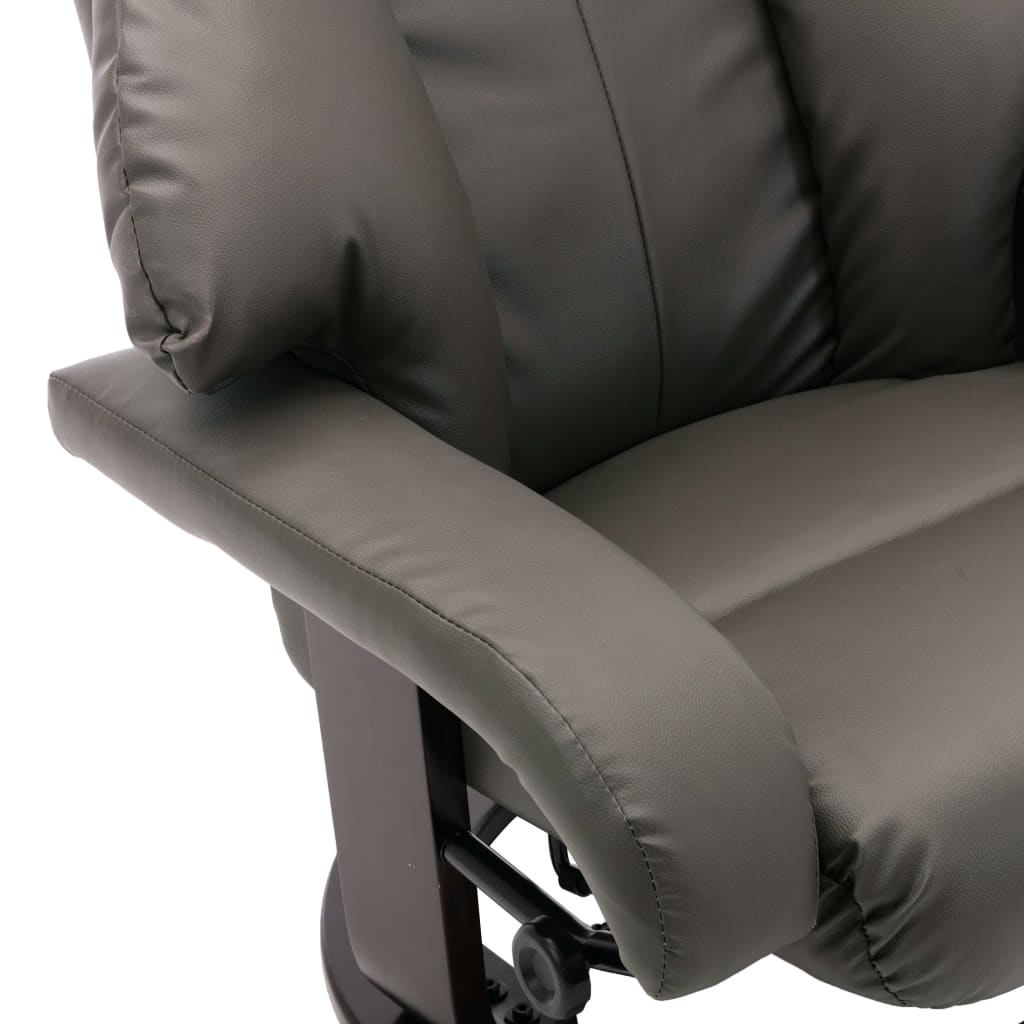 vidaXL Sillón reclinable para TV con reposapiés cuero sintético gris