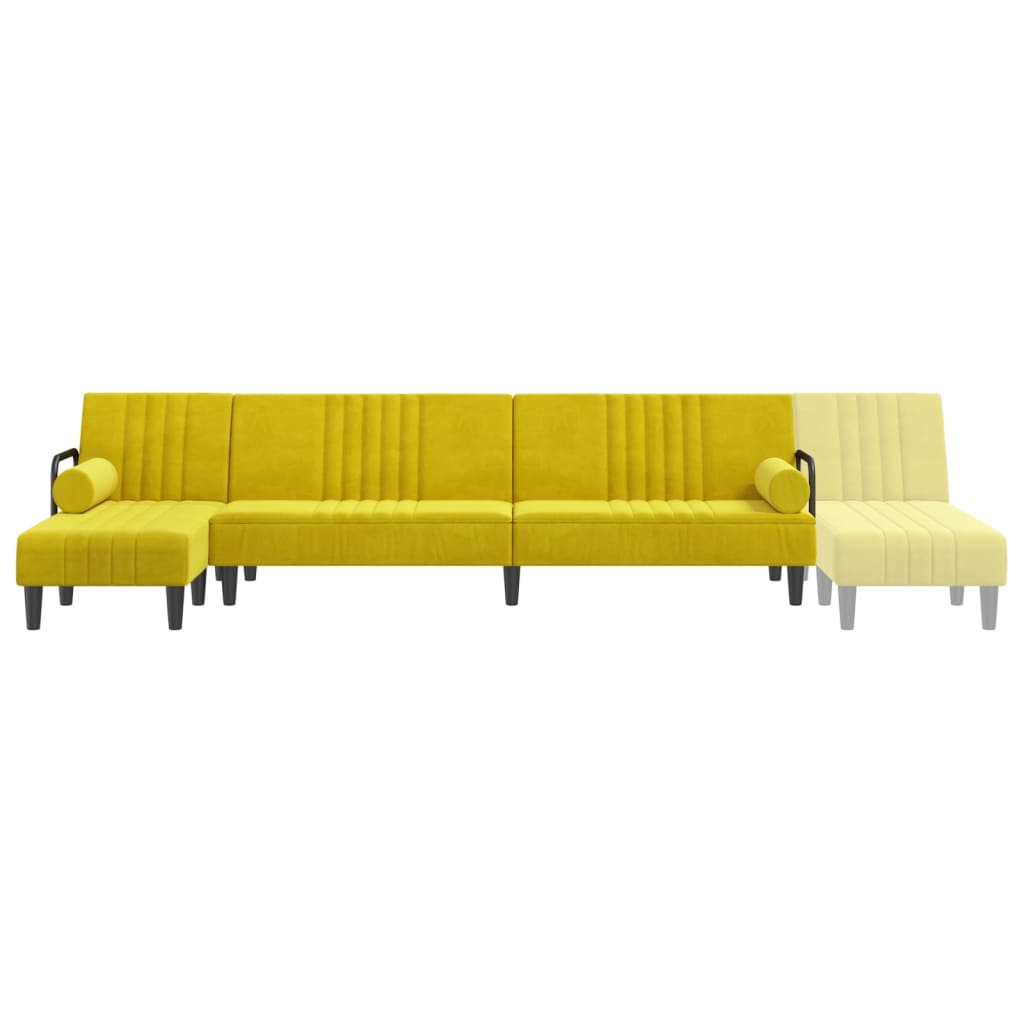 vidaXL Sofá cama en forma de L terciopelo amarillo 260x140x70 cm