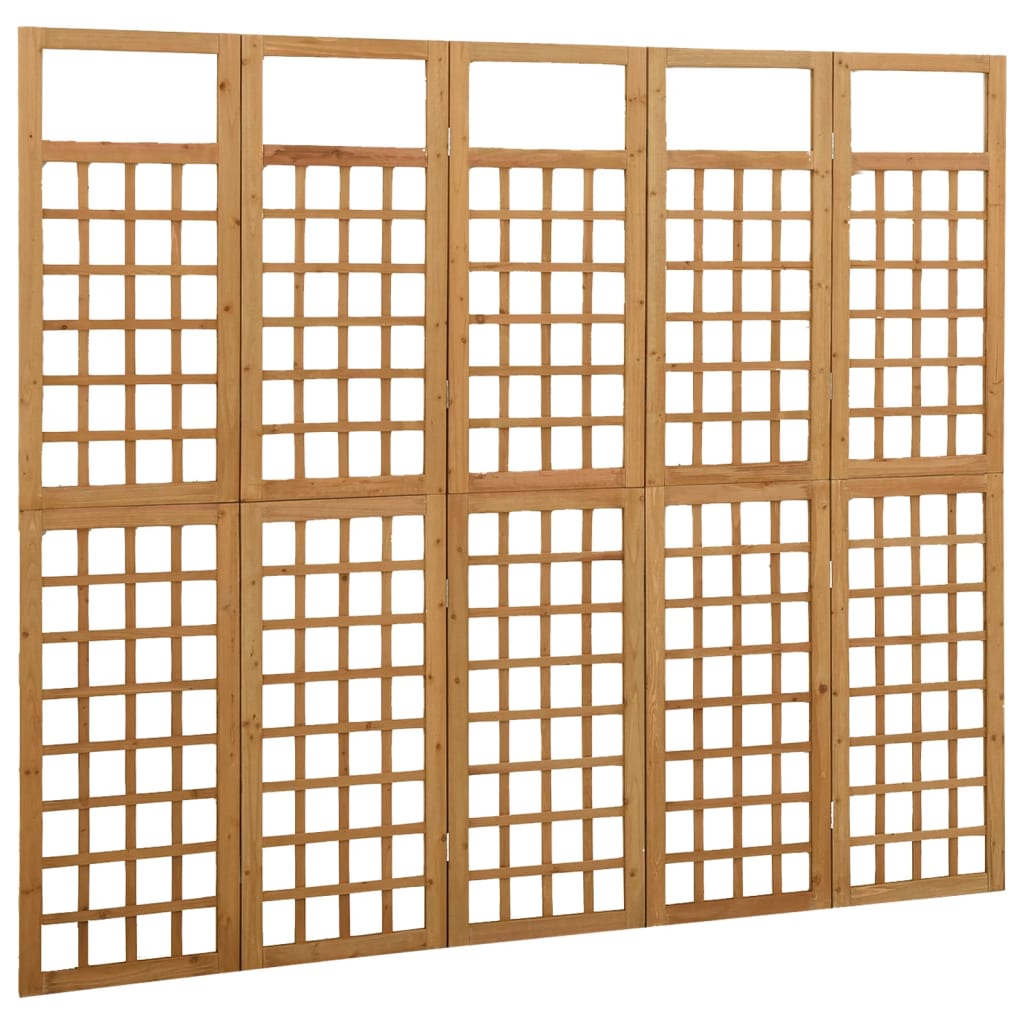 vidaXL Biombo/Enrejado de 5 paneles madera maciza abeto 201,5x180 cm