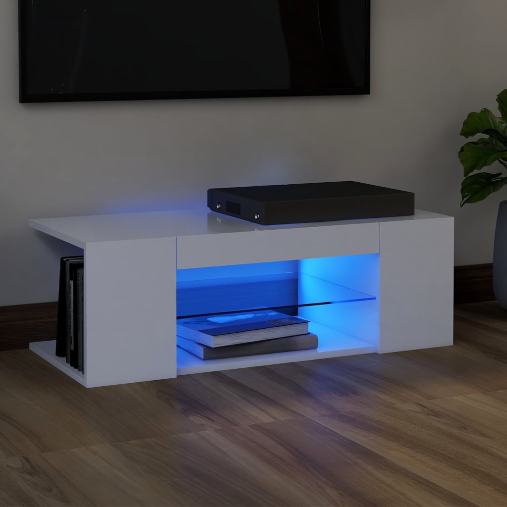 vidaXL Mueble de TV con luces LED blanco 90x39x30 cm