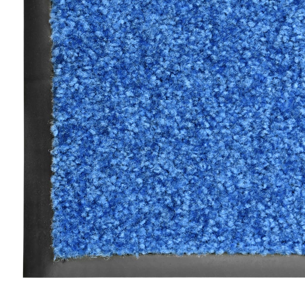vidaXL Felpudo lavable azul 60x90 cm