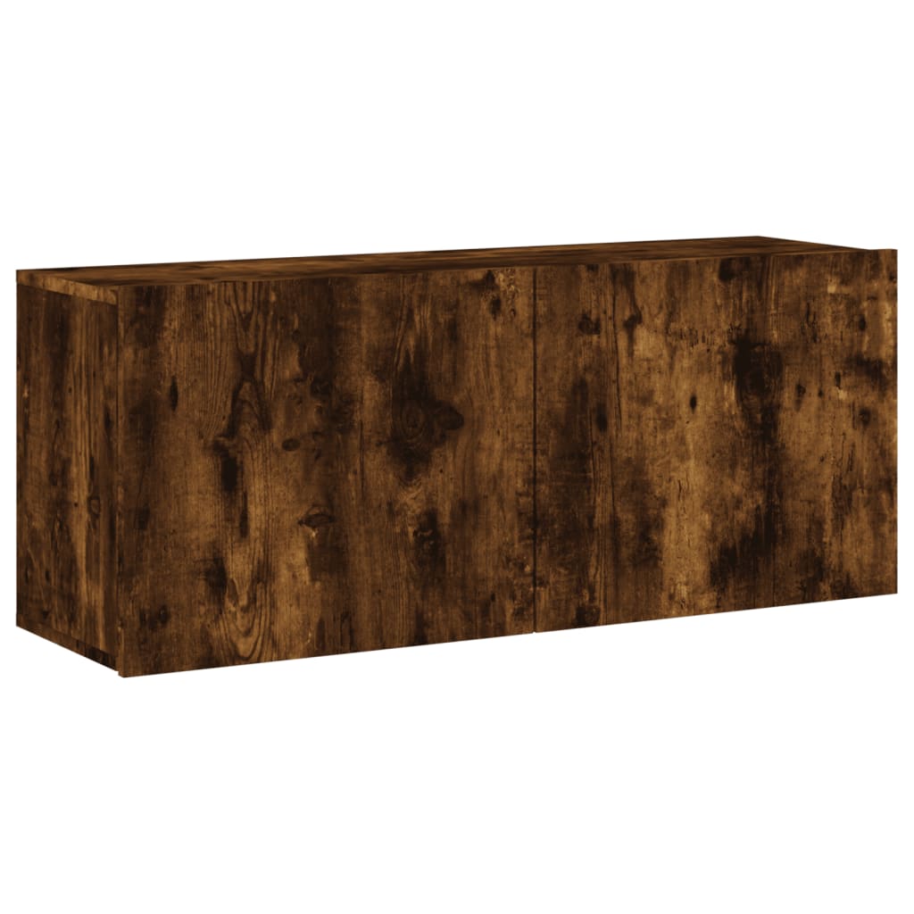 vidaXL Muebles de TV de pared 5 pzas madera ingeniería roble ahumado