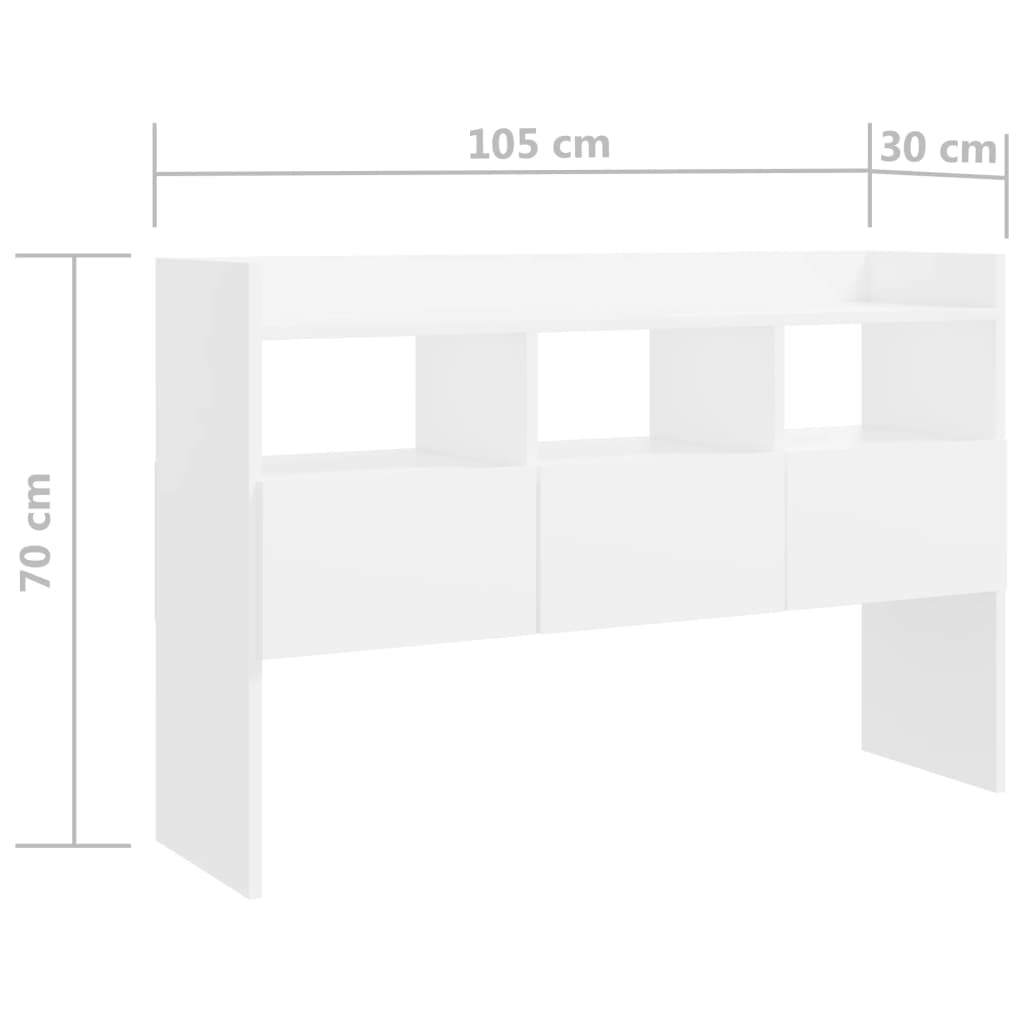 vidaXL Aparador de madera contrachapada blanco 105x30x70 cm