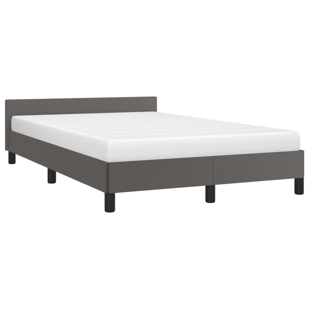 vidaXL Estructura cama con cabecero cuero sintético gris 120x190 cm