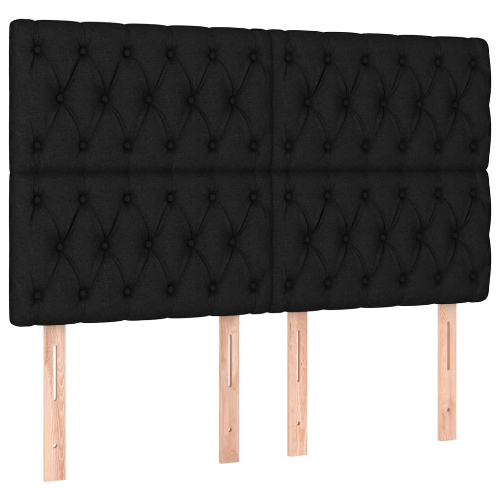 vidaXL Cama box spring con colchón tela negro 140x190 cm