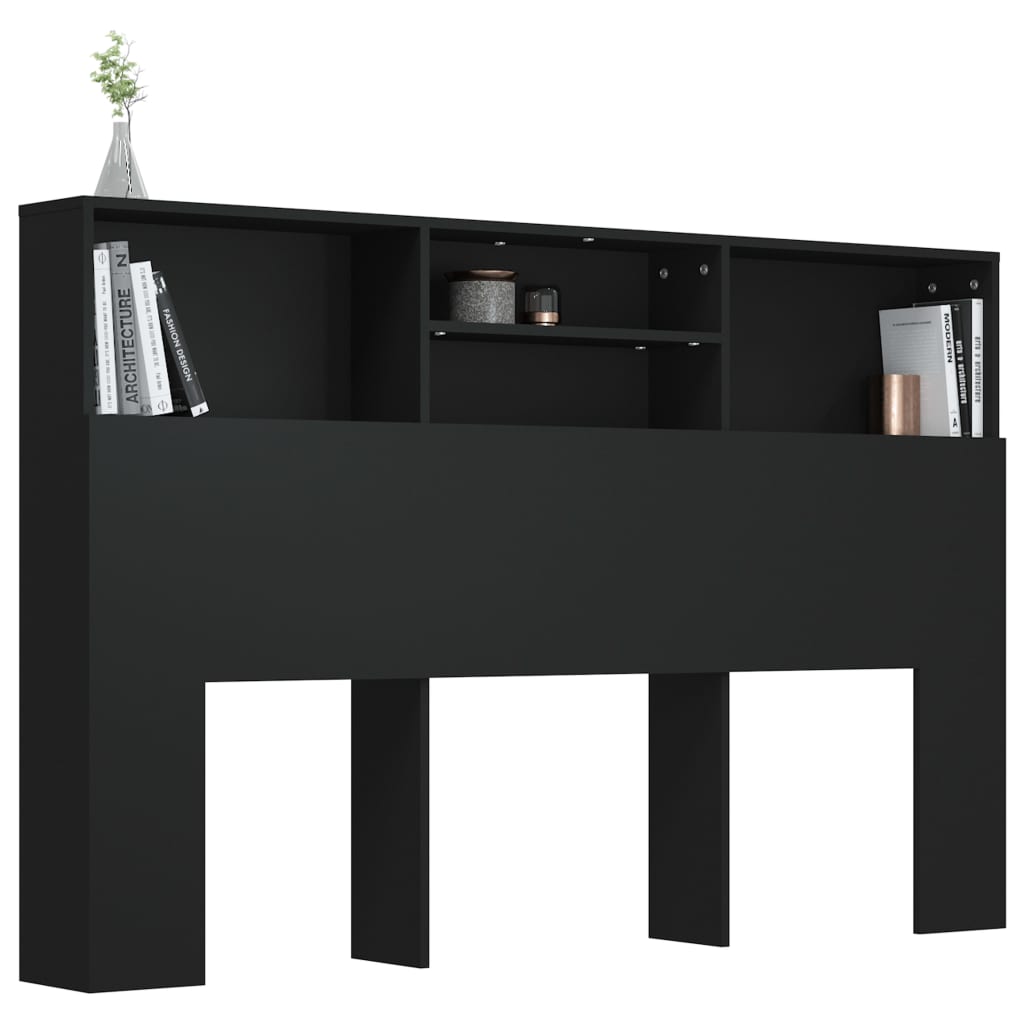 vidaXL Mueble cabecero negro 160x19x103,5 cm