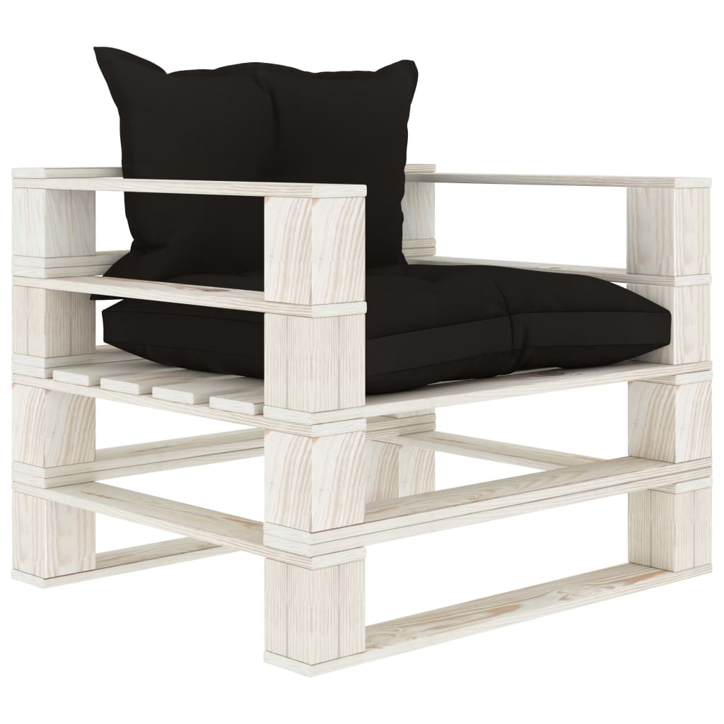 vidaXL Set muebles de palés para jardín 5 piezas madera cojines negros