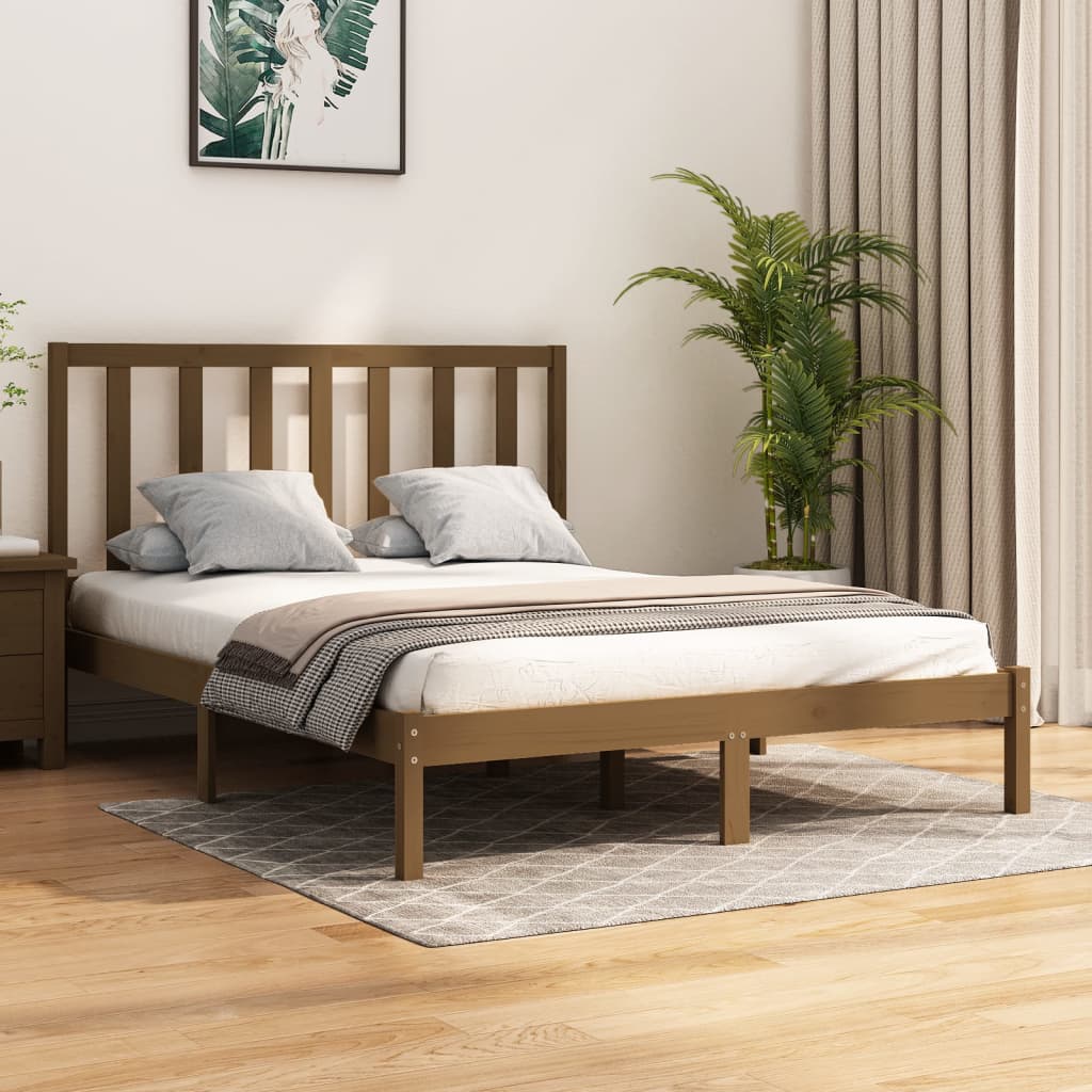 vidaXL Estructura de cama madera maciza de pino marrón miel 140x200 cm