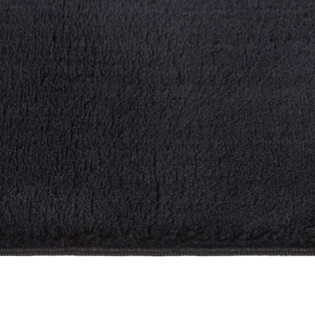 vidaXL Alfombra peluda antideslizante lavable negro 120x170 cm