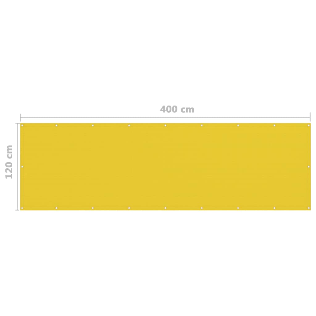 vidaXL Toldo para balcón HDPE amarillo 120x400 cm