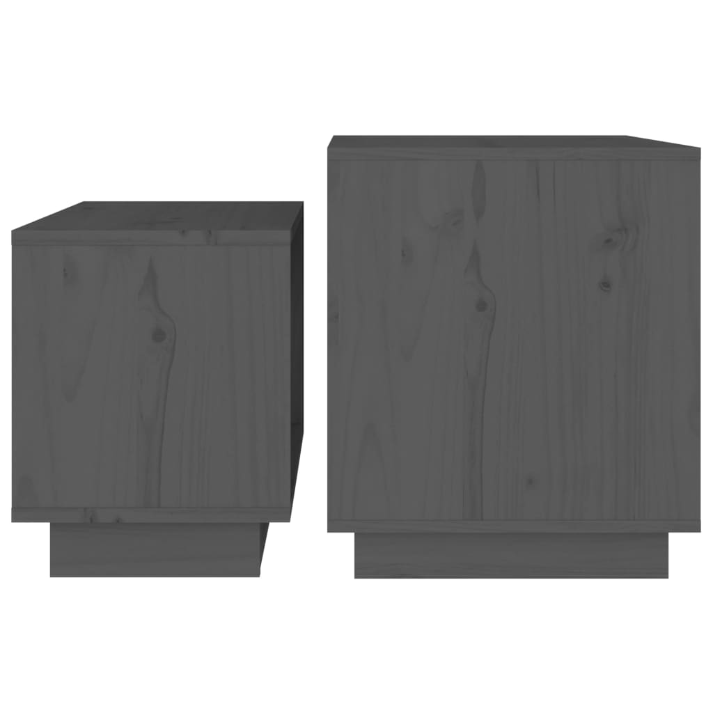 vidaXL Mesas de centro apilables 2 unidades madera maciza de pino gris