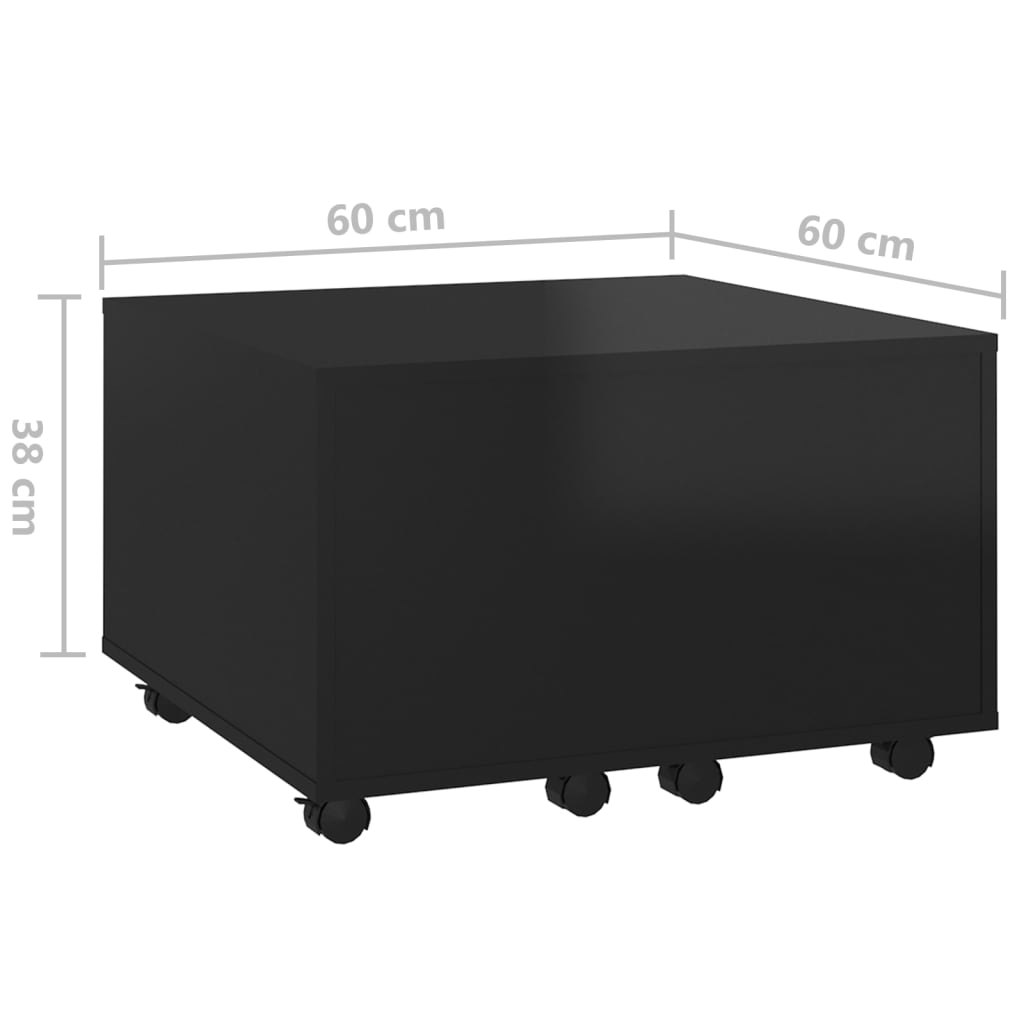 vidaXL Mesa de centro madera contrachapada negro brillante 60x60x38 cm