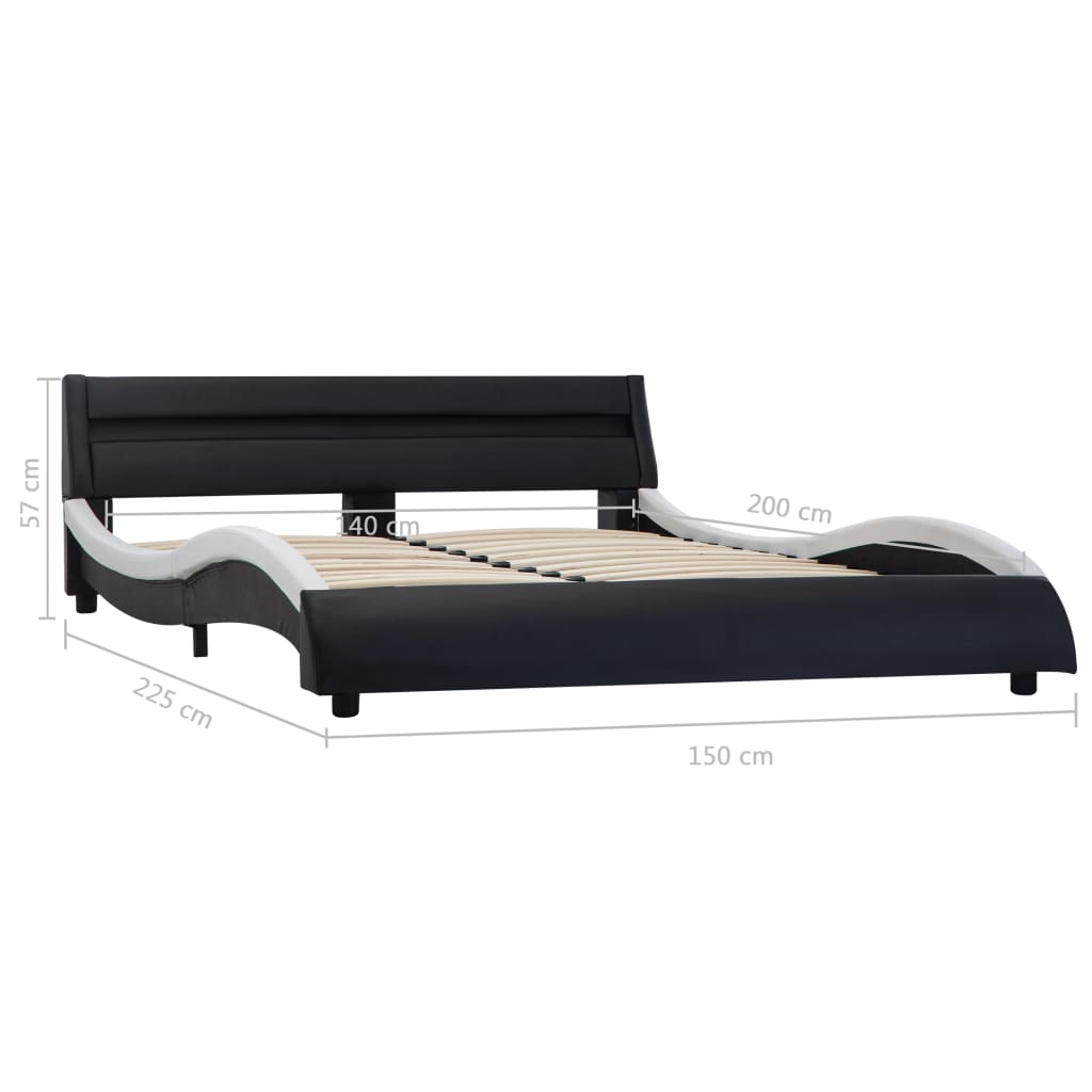 vidaXL Estructura cama con LED cuero sintético negro blanco 140x200 cm