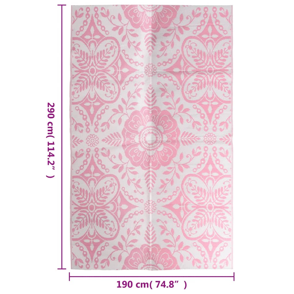 vidaXL Alfombra de exterior PP rosa 190x290 cm