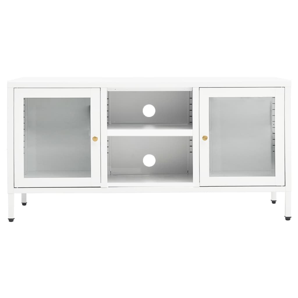 vidaXL Mueble para el televisor acero y vidrio blanco 105x35x52 cm