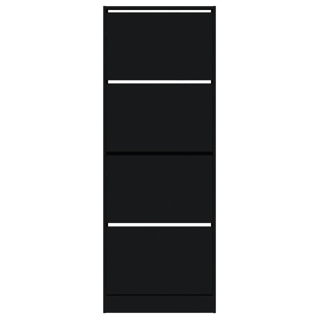 vidaXL Zapatero de madera de ingeniería negro 60x21x163,5 cm