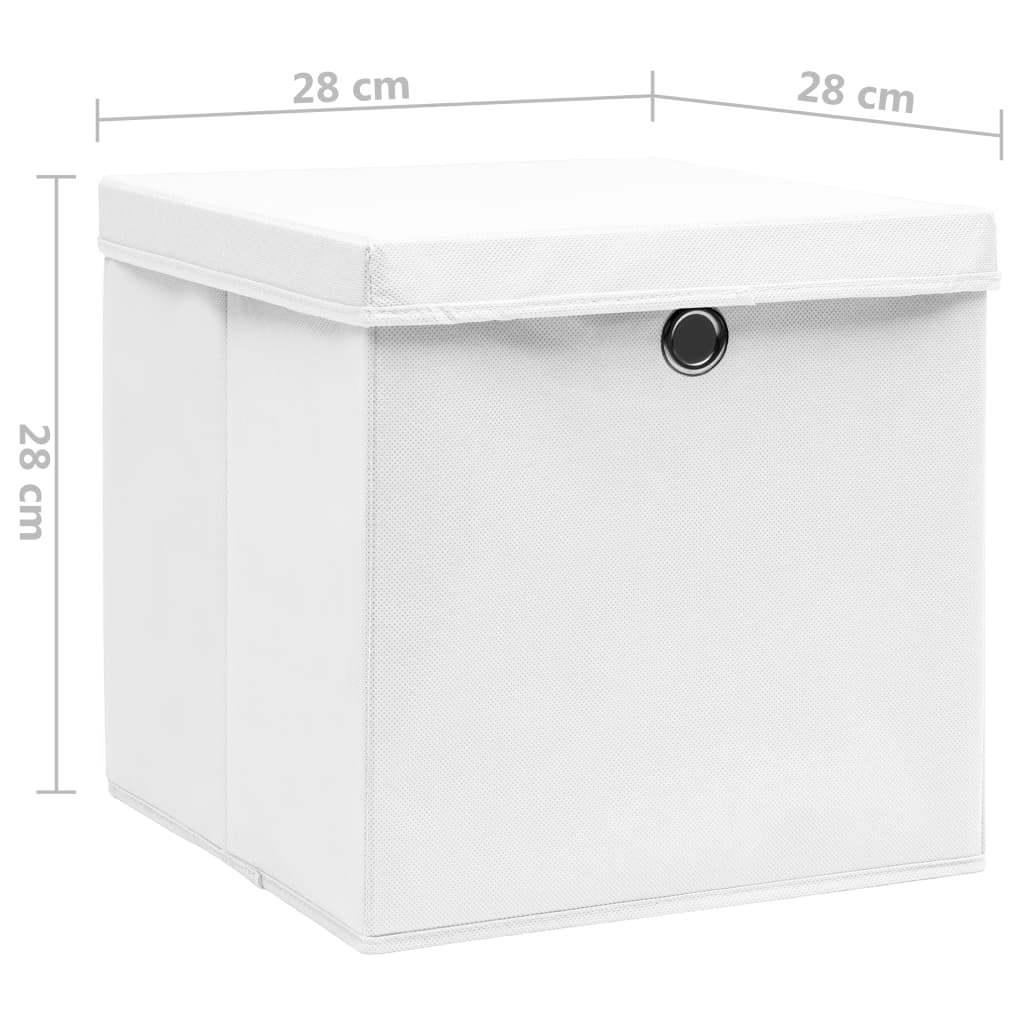 vidaXL Cajas de almacenaje con tapas 10 uds blanco 28x28x28 cm
