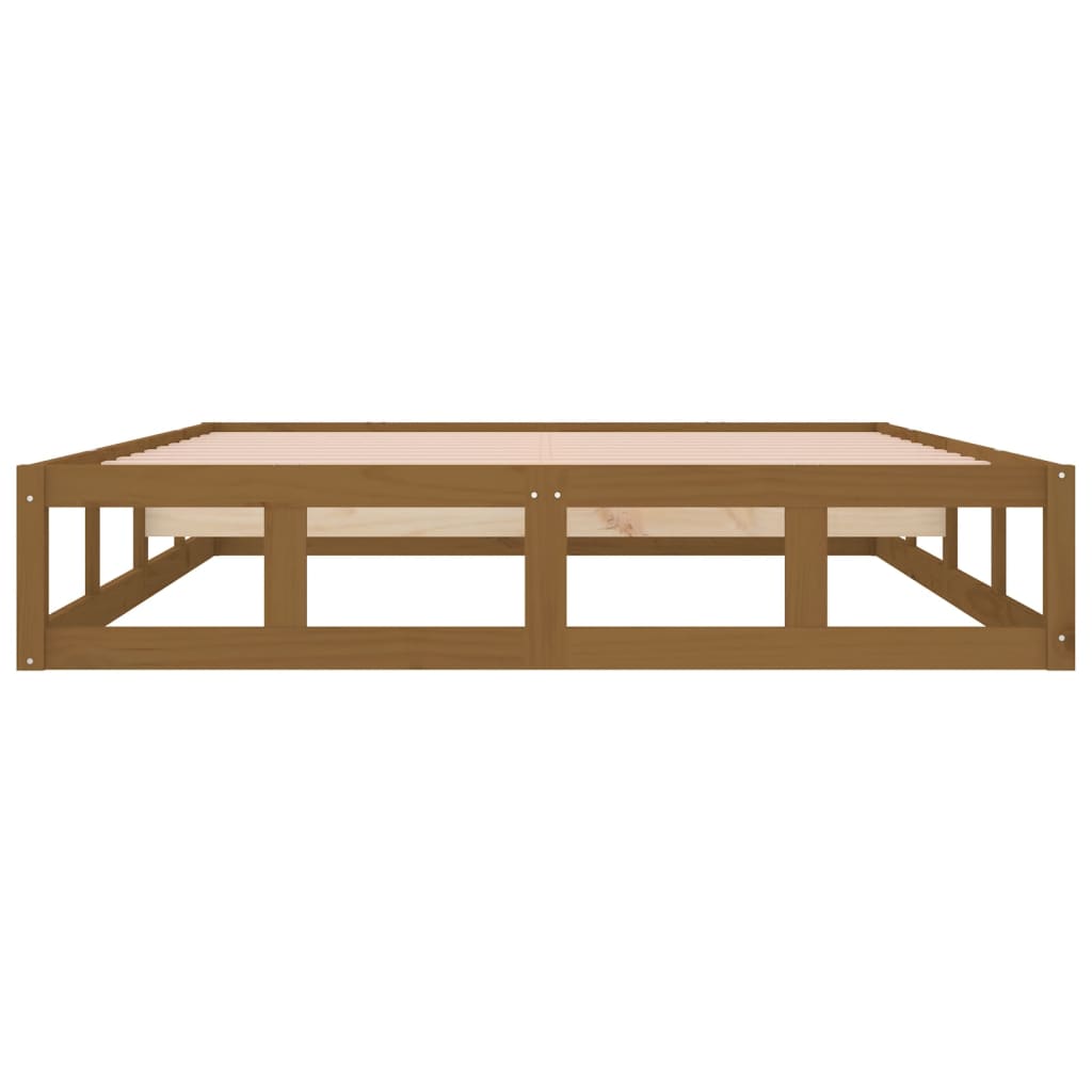 vidaXL Estructura de cama de madera maciza marrón miel 140x200 cm
