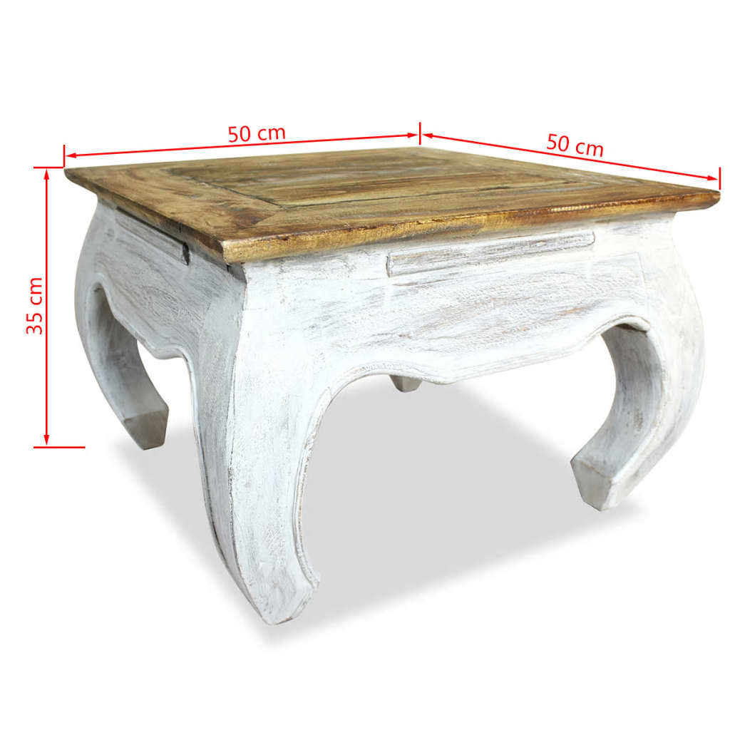 vidaXL Mesa auxiliar de madera maciza reciclada 50x50x35 cm