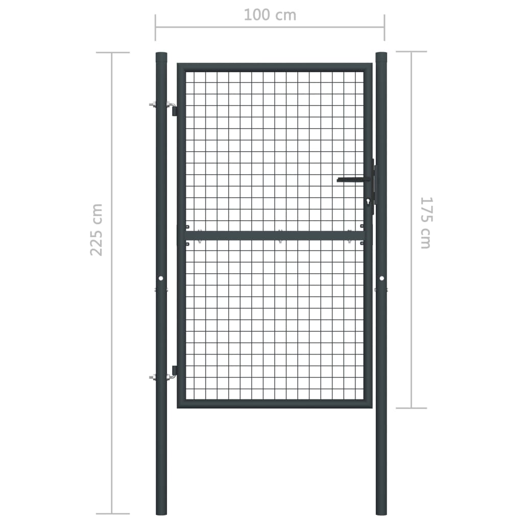 vidaXL Puerta de malla de jardín acero galvanizado gris 400x125 cm