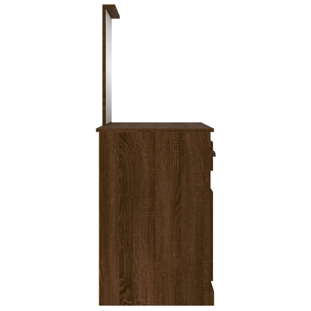 vidaXL Tocador espejo madera contrachapada roble marrón 90x50x132,5 cm