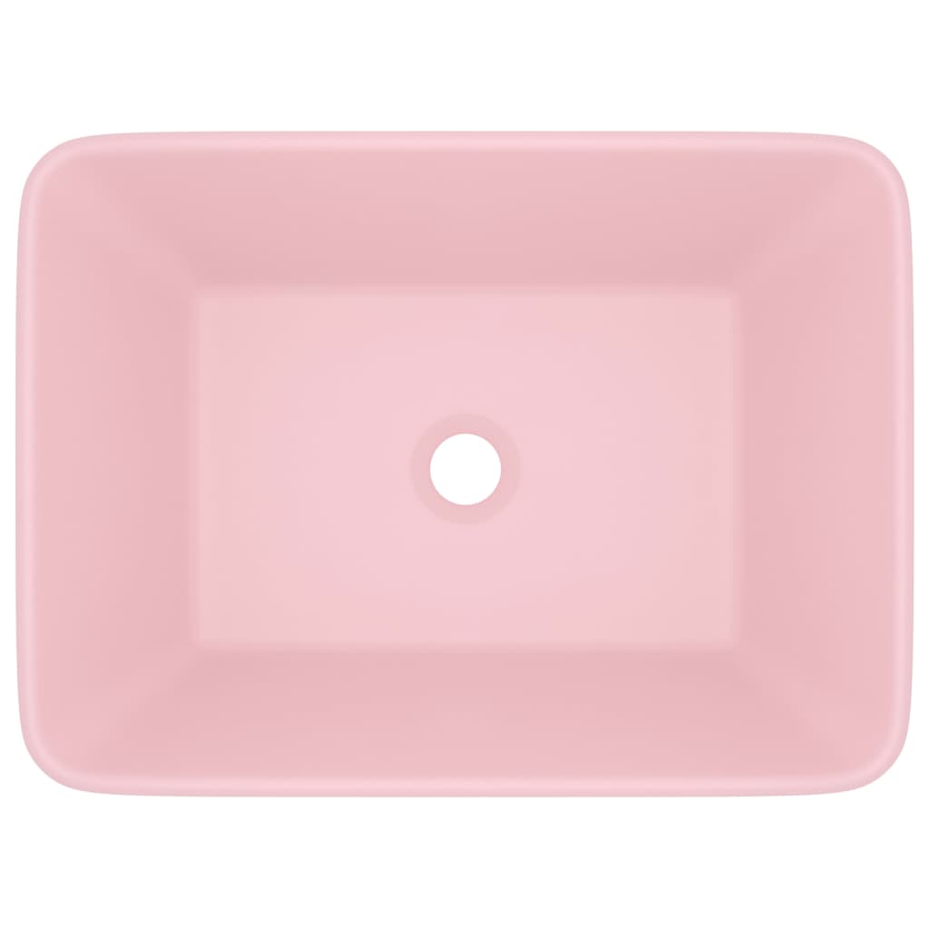 vidaXL Lavabo de lujo de cerámica rosa mate 41x30x12 cm