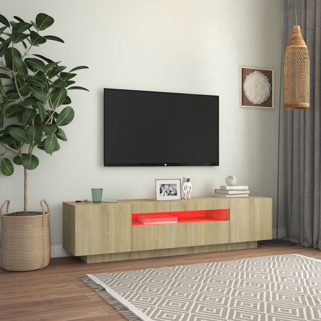 vidaXL Mueble de TV con luces LED roble Sonoma 160x35x40 cm