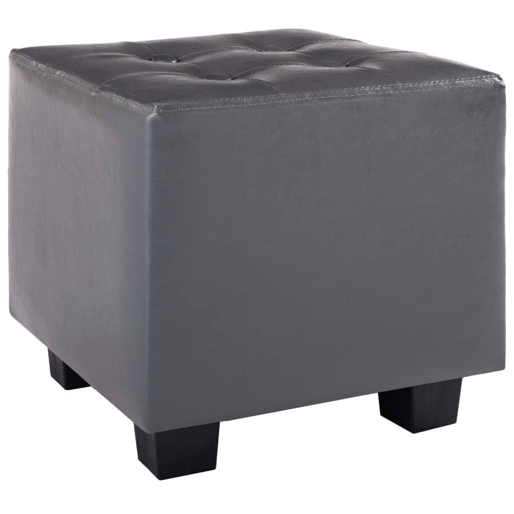 vidaXL Sillón con diseño de cubo y reposapiés cuero sintético gris