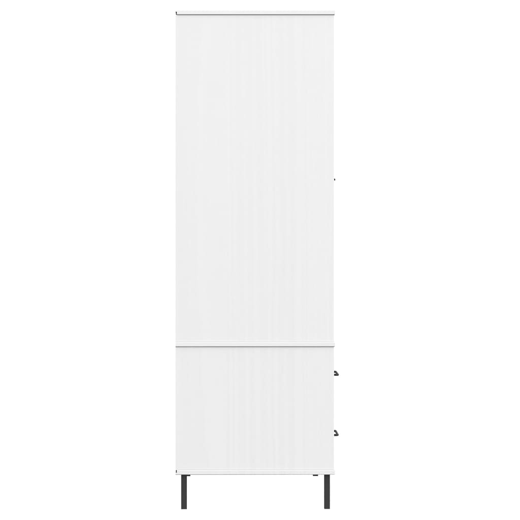 vidaXL Armario patas de metal OSLO madera maciza blanco 90x55x172,5 cm